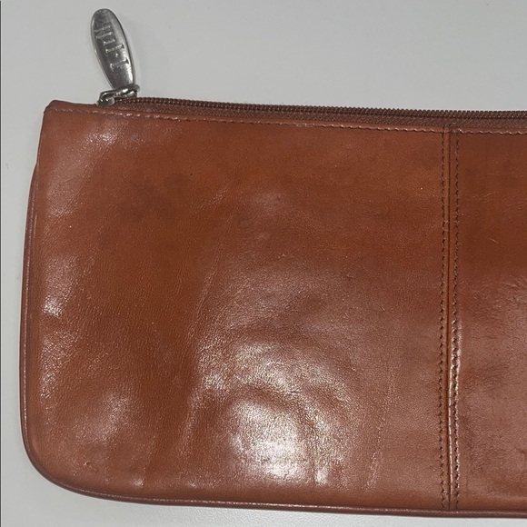 J Jill Brown Leather Wristlet Clutch/ one size preowned - Picture 3 of 11